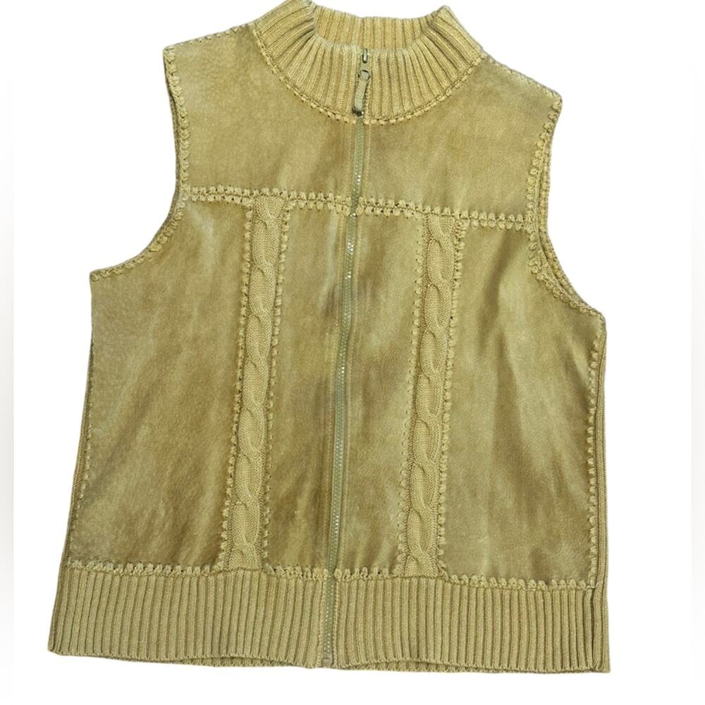 Designer Studio Originals Women’s Size Medium Suede and Cableknit Sweater Vest